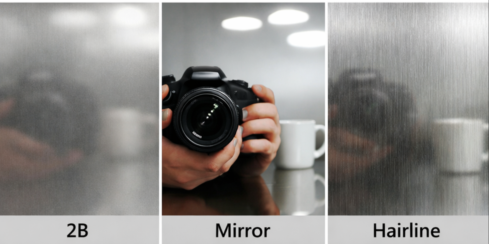 Stainless steel plate surface finishes 2B Mirror and Hairline